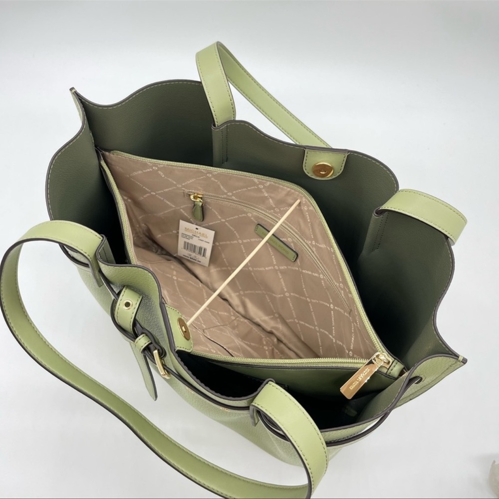 Michael Kors Large Emilia Tote Bag& Double ZipWallet Wristlet Light Sage Leather - Picture 6 of 13
